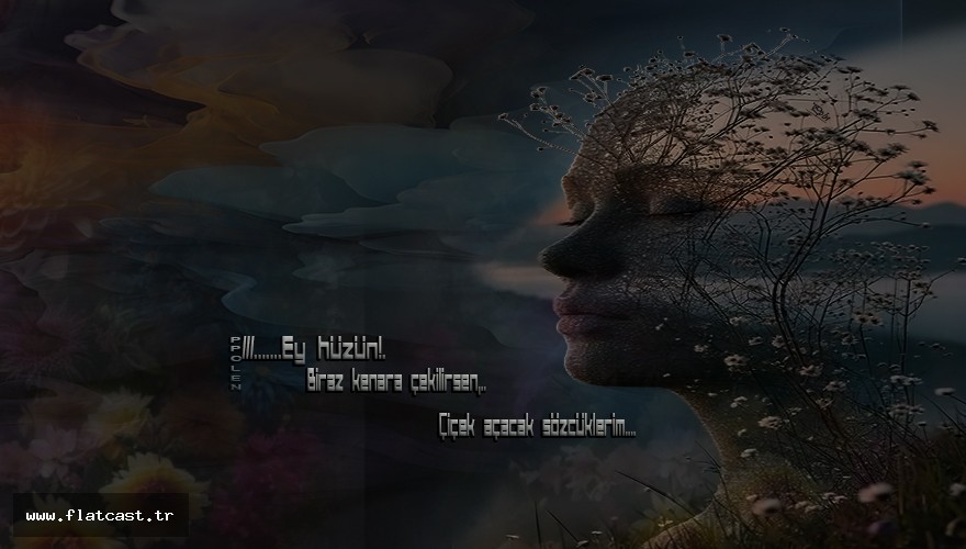 ///.......Ey hüzün!.      Biraz kenara çekilirsen,            Çiçek açacak sözcüklerim...